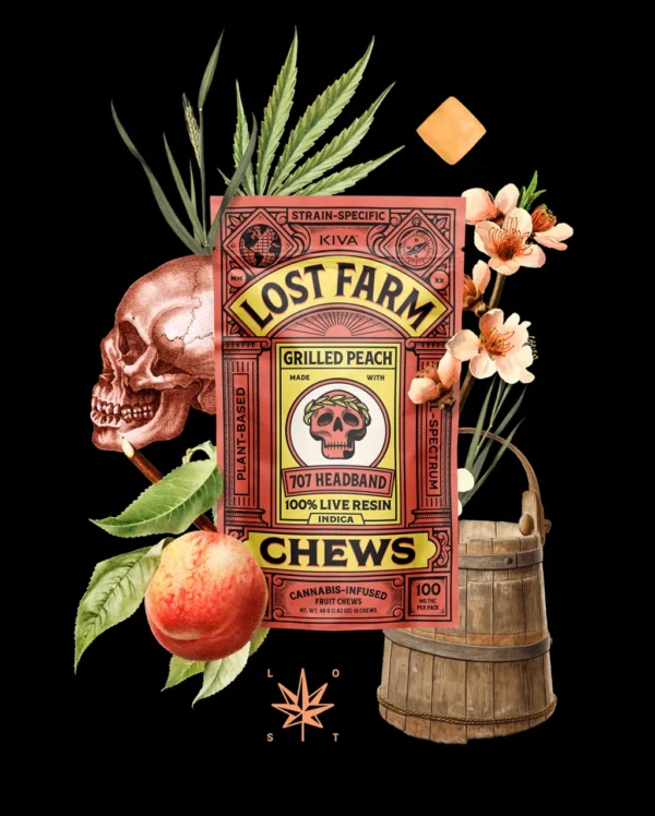 10mg Grilled Peach x 707 Headband Live Resin Chews Lost Farm Live Resin Chews