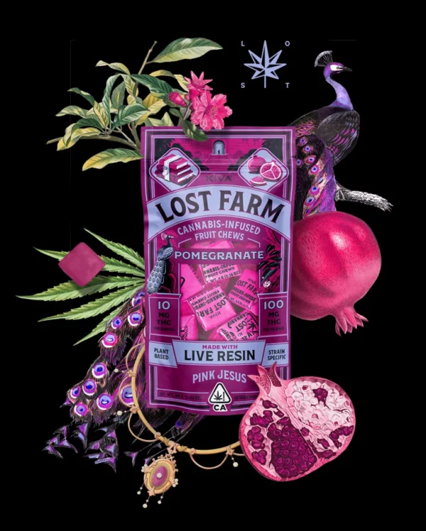10mg Pomegranate x Pink Jesus Live Resin Chews Lost Farm Chews