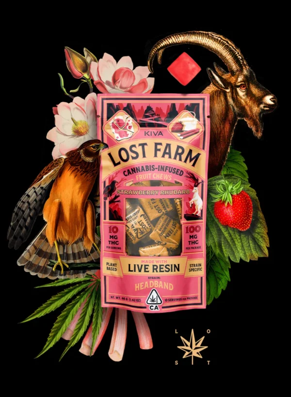 10mg Strawberry Rhubarb x Headband Chews Lost Farm Flavors