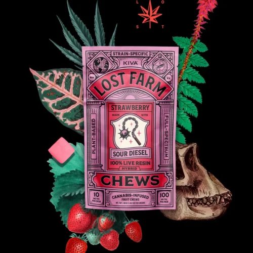 10mg Strawberry x Sour Diesel Live Resin Chews Best Lost Farm Gummies