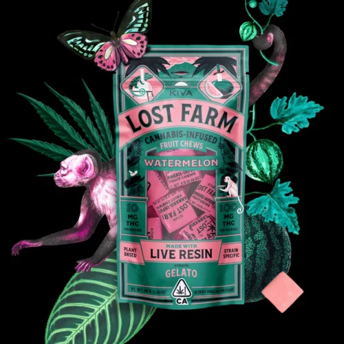 Kiva Lost Farms Fruit Chews 10mg Watermelon x Gelato Live Resin Chews